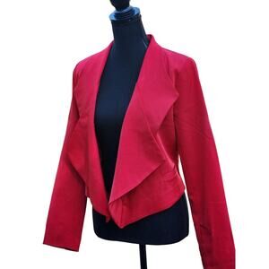 NEW Red Blazer Waterfall Point Lapel Career Jacket Medium Office Siren Doe Rae